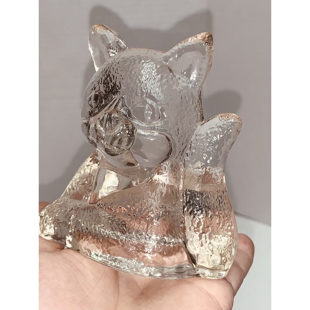 Vtg PartyLite Handcrafted Art Clear Glass Cat Votive Candle Holder Kitty Heavy - Picture 2 of 10